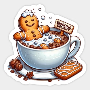 Dunking Delight - Gingerbread cookie and coffee Sticker